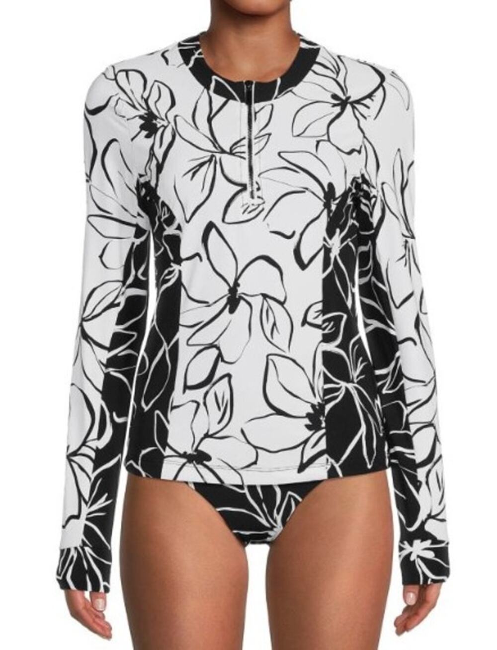 La Blanca Moonlit Half Zip Rashguard Top Swimwear Size Medium